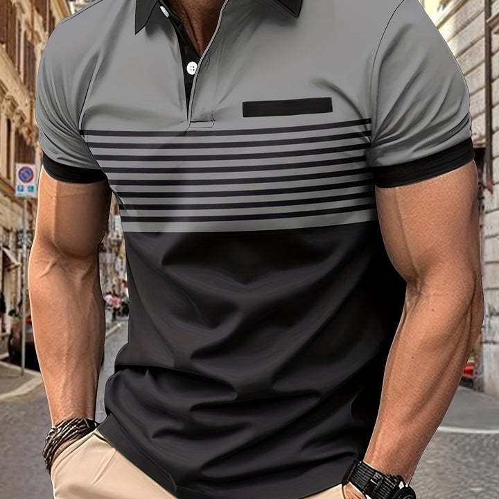 Korvexi | Freizeit-T-Shirt für Herren mit feinen Streifen und kurzen Ärmeln