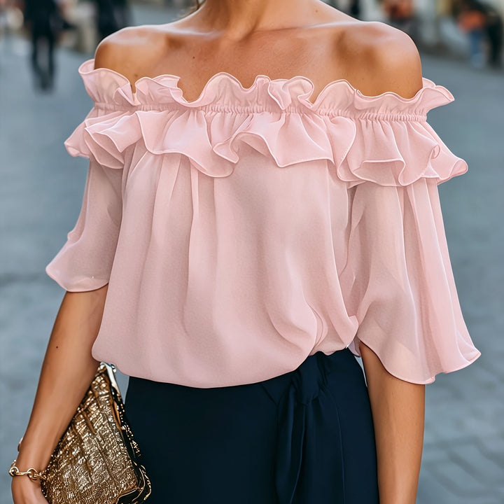 Bruvelle | Elegante Bluse mit schulterfreien Ärmeln und kurzen Ärmeln