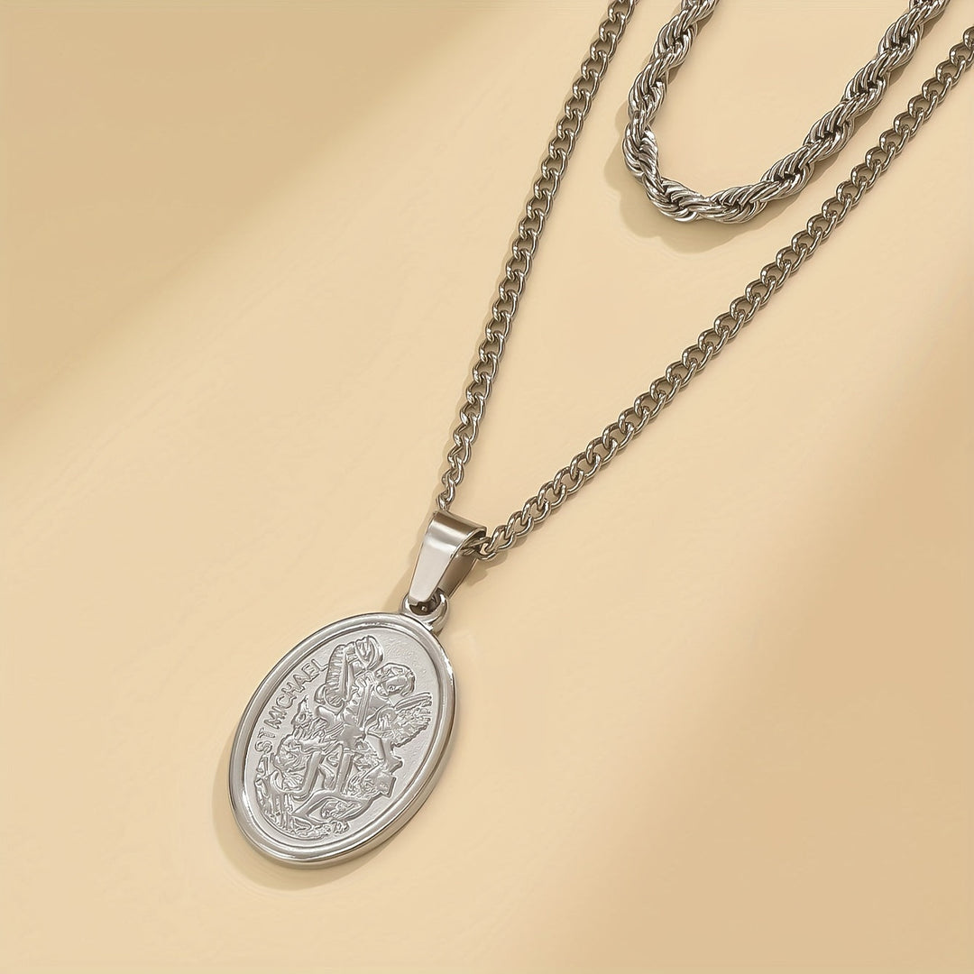 Seraphine | Men's Oval Twist Chain Stainless Steel Necklace, Casual Daily Fashion Accessory