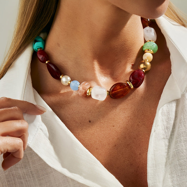 Ixothyn| Bohemian-Kragen aus Perlen mit Vintage-Design und handwerklichem Stil