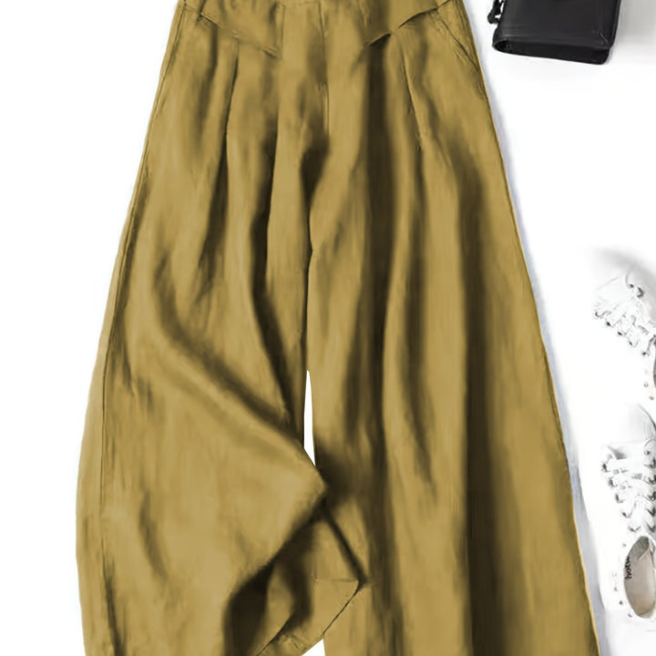Brisae | Vintage-Style Leinen-Weitbein-Hosen