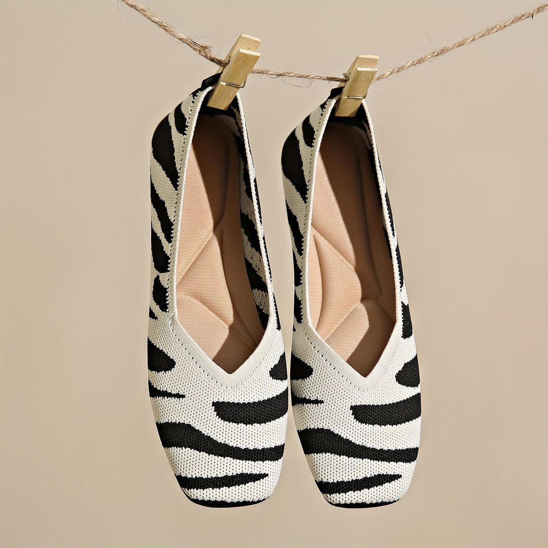 Ivara | Elegante Ballerinas mit Zebra-Muster und Quadratzehen