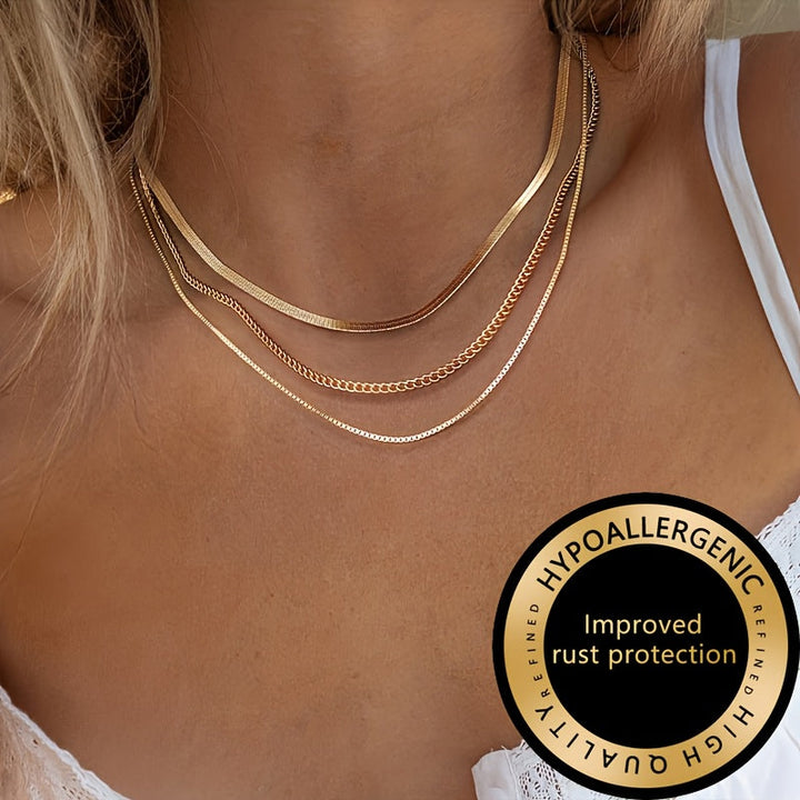 Winsley | Eleganter Dreilagiger Kragen mit Goldfinish