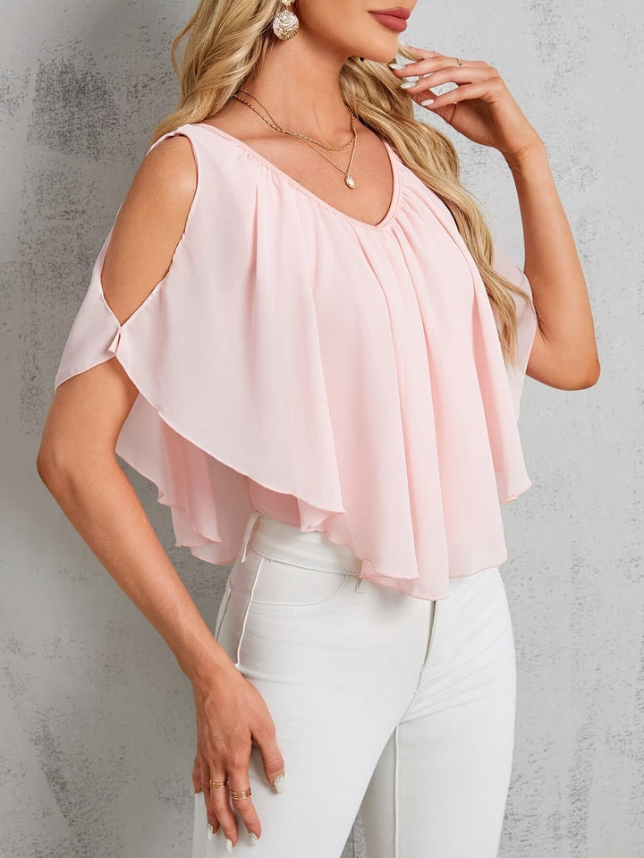 Adele | Elegante Bluse mit schulterfreien Plissee-Details
