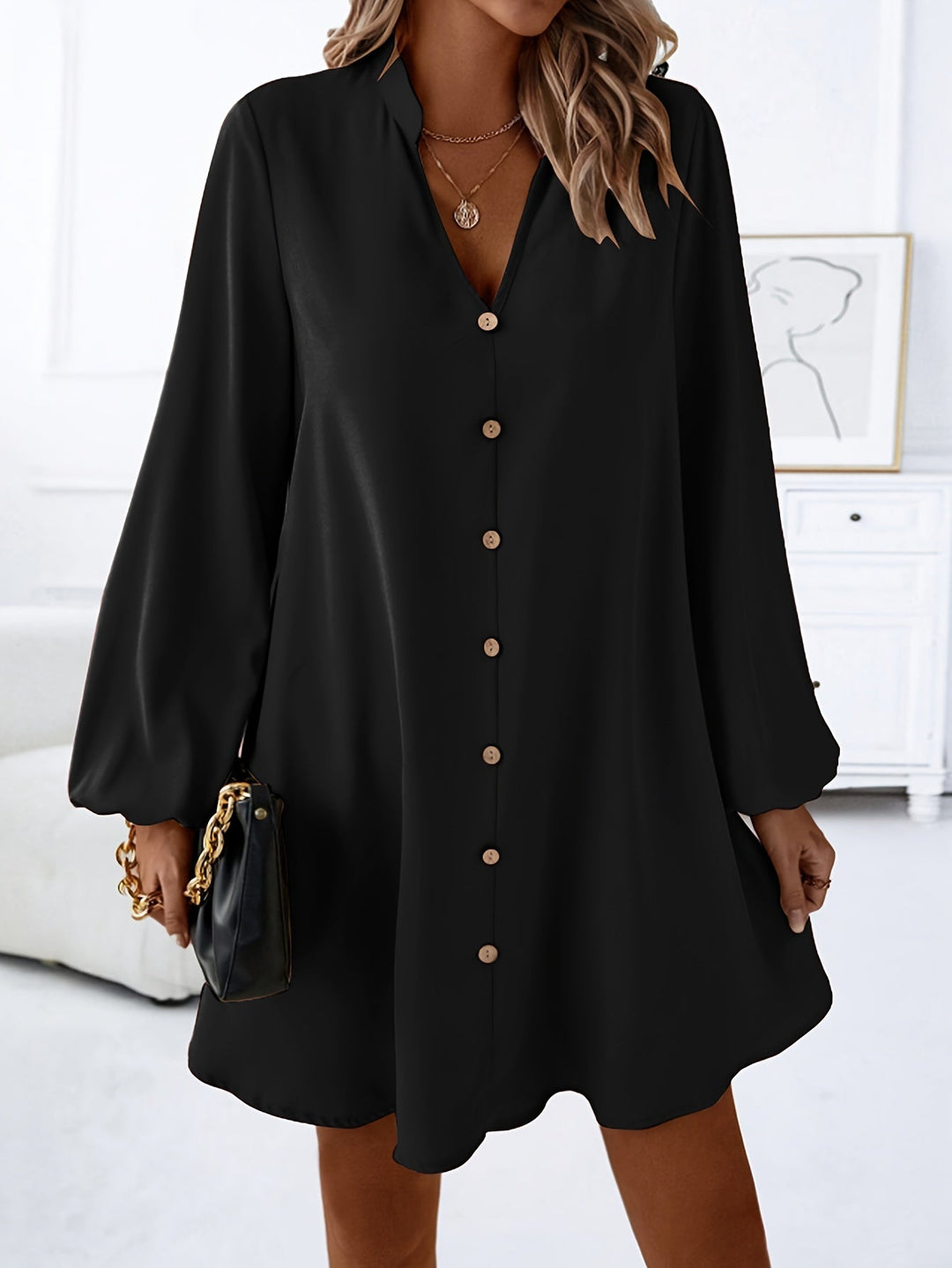 Faria | Elegantes Langarmkleid mit V-Ausschnitt