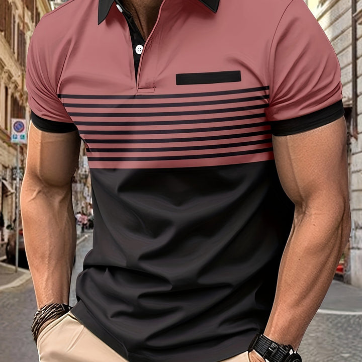 Korvexi | Freizeit-T-Shirt für Herren mit feinen Streifen und kurzen Ärmeln