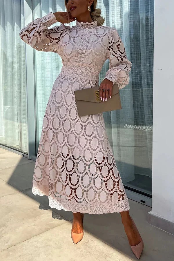 Bloom | Midi-Party-Kleid mit Spitzenärmeln