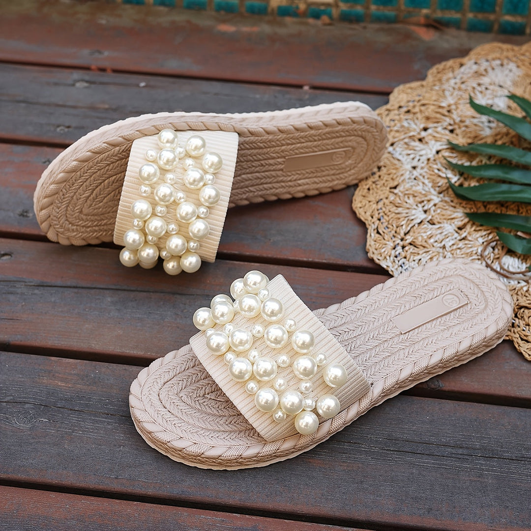 Fruxith | Flache Sandalen mit dekorativen Perlen und maximalem Komfort