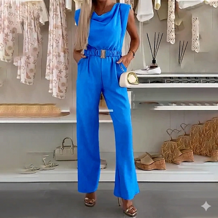 Kaia | Ärmelloses Jumpsuit mit Drapée-Ausschnitt und Taschen