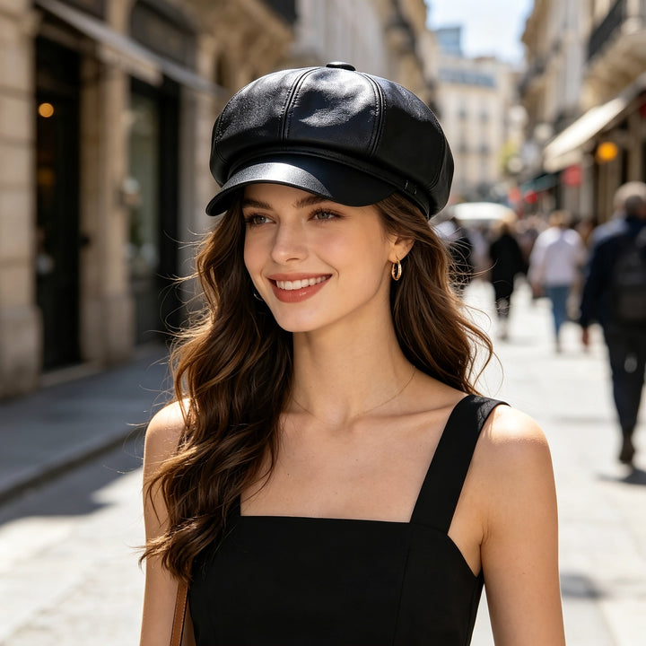 Blair | Britische Leder-Beretmütze für Frauen
