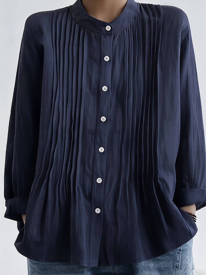 Arlet | Vintage Leinenbluse mit Mao-Kragen und lockeren Ärmeln