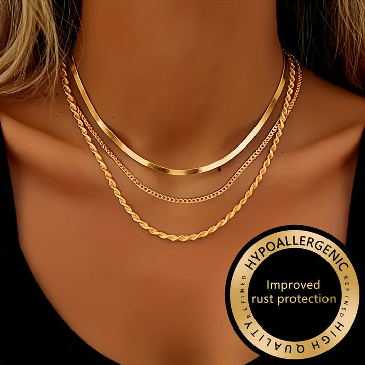Winsley | Eleganter Dreilagiger Kragen mit Goldfinish