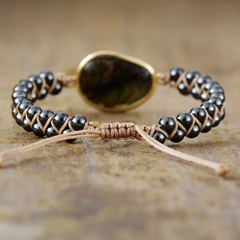 Dree | Armband mit himmlischem Auge aus Labradorit und energetischer Hämatit