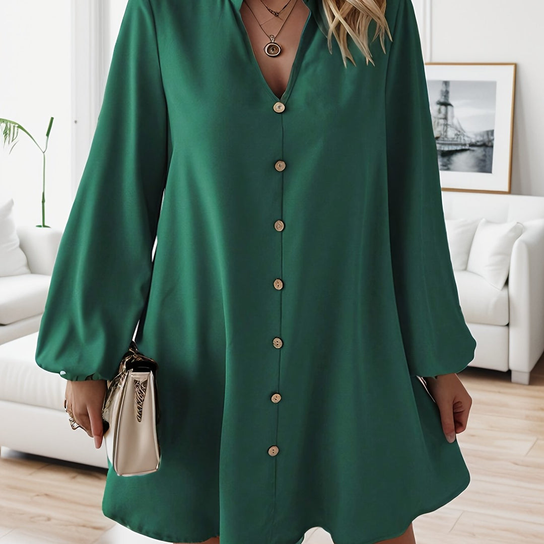 Faria | Elegantes Langarmkleid mit V-Ausschnitt