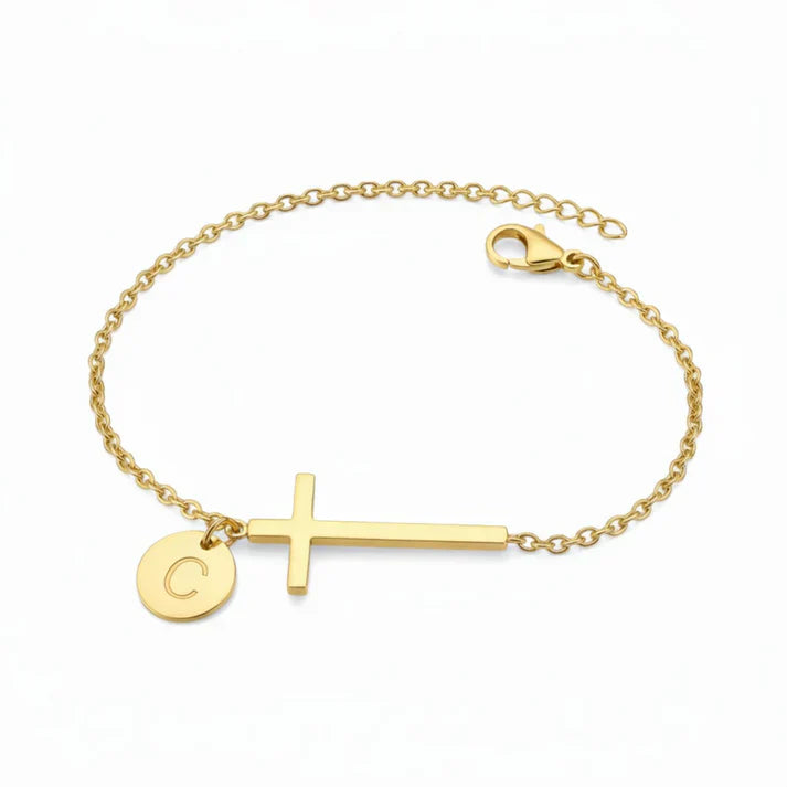 Elodryn | Personalisiertes Kreuz und Initialien Armband