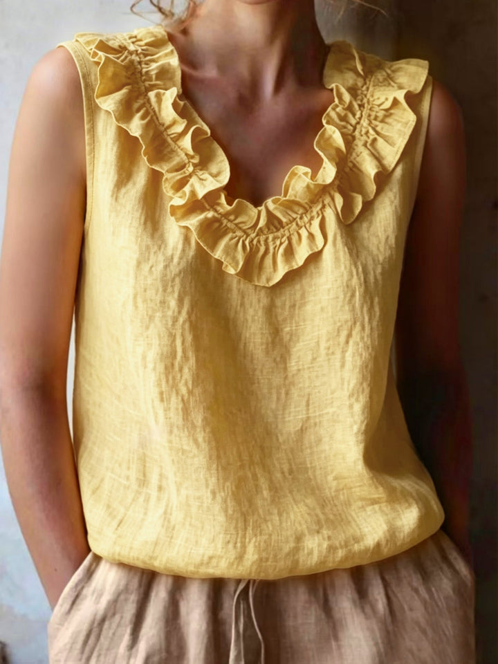 Katherine | Ärmellose Bluse mit Rüschen im lockeren Schnitt für Frühling/Sommer