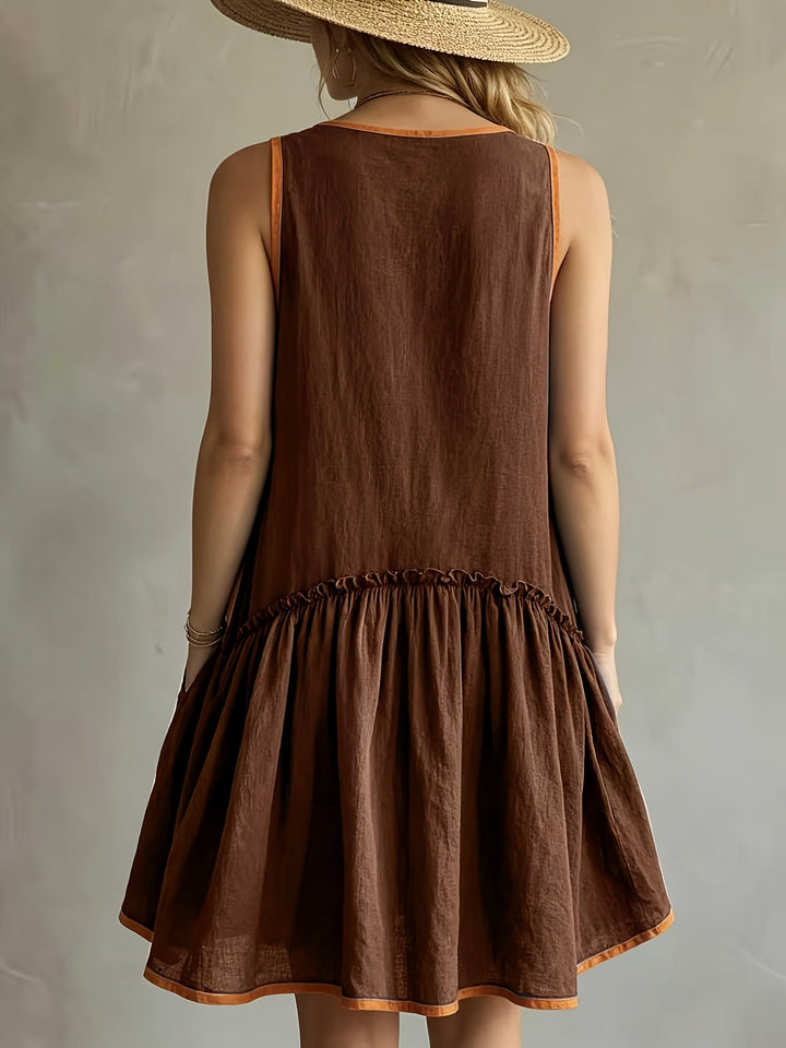 Camille | Ärmelloses Mini-Kleid mit Farbblock-Design und elegantem Vintage-Stil