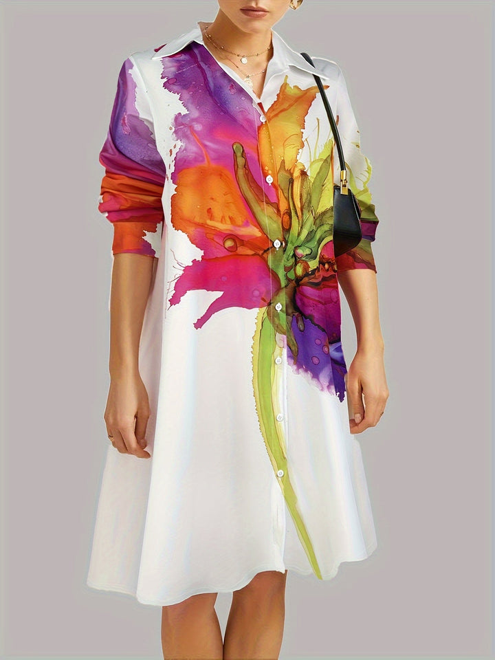 Emily | Elegantes Kurzarm Kleid mit modischem Druck