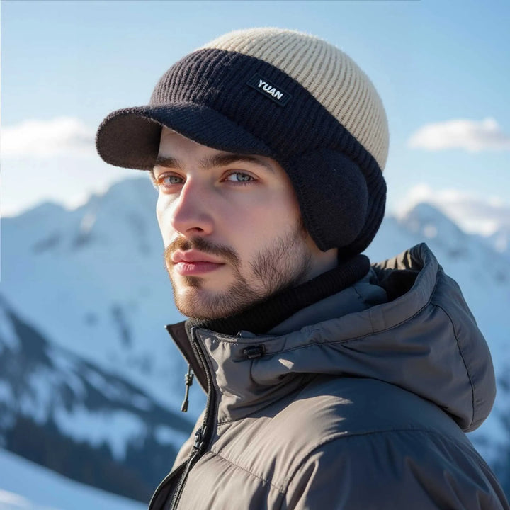Elvaro | Thermo-Strickmütze mit Schirm und Ohrenwärmern
