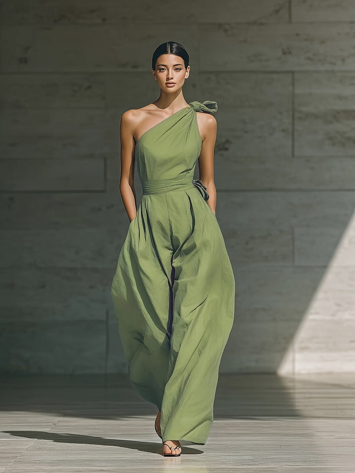 Juveth | Eleganter Ein-Schulter-Jumpsuit mit weitem Bein und definiertem Taillenschnitt