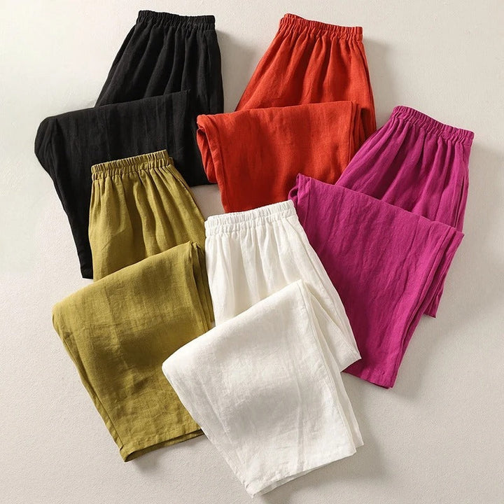 Jorella | Leichte Fließende Leinen-Mischung Hose