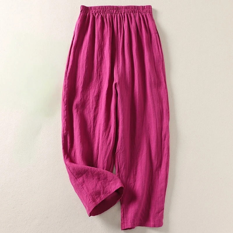 Jorella | Leichte Fließende Leinen-Mischung Hose