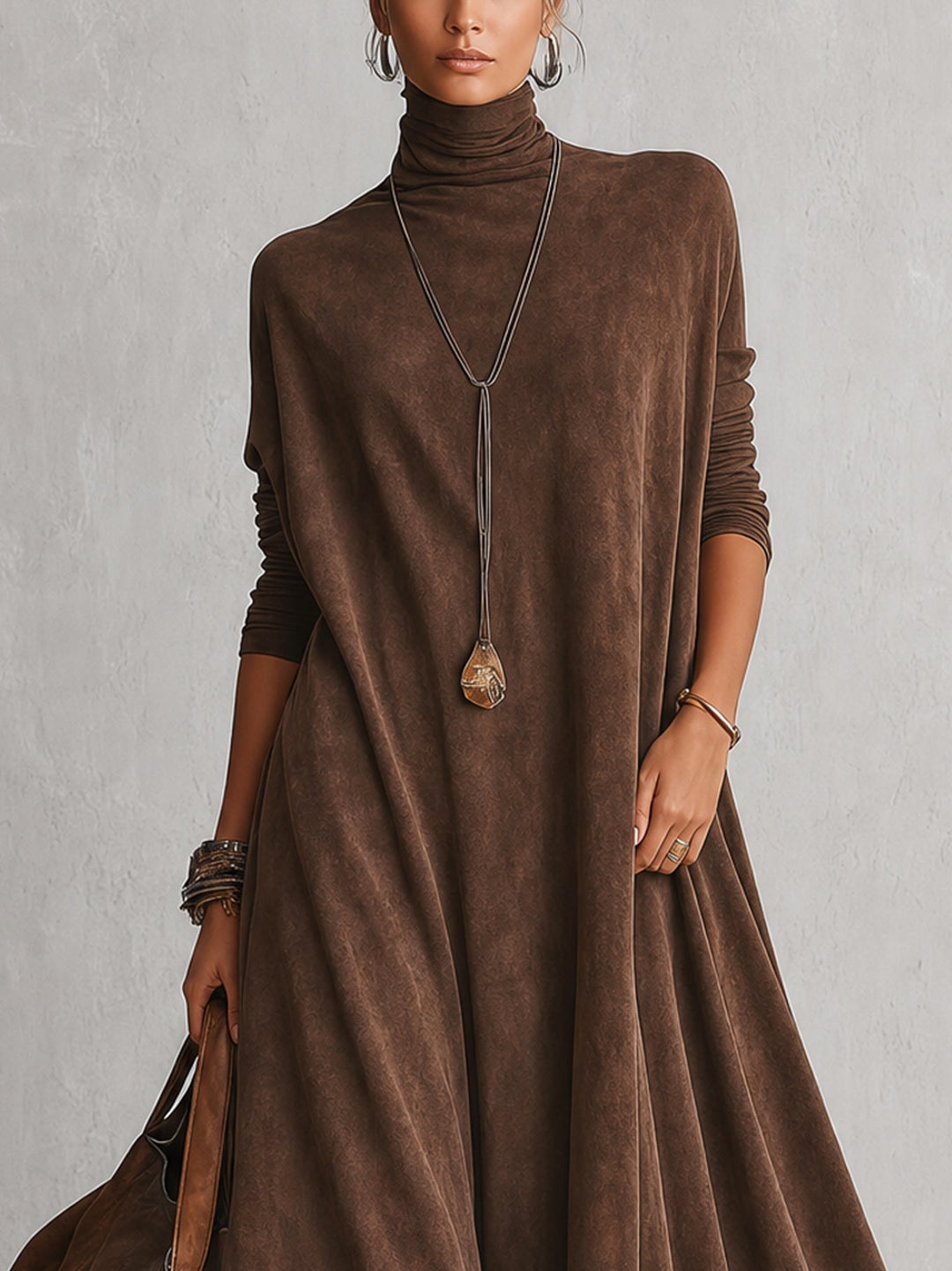 Lillian | Maxikleid mit Wildleder-Effekt und Spitze