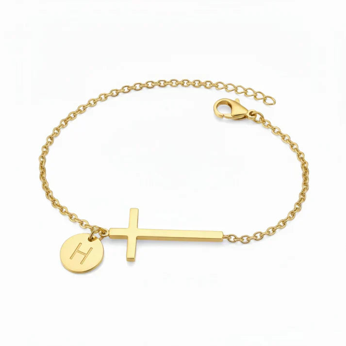 Elodryn | Personalisiertes Kreuz und Initialien Armband