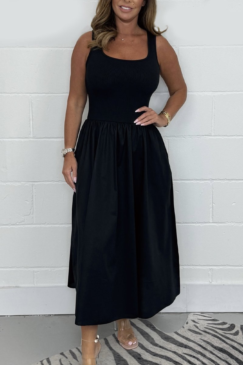 Jorellaia | Ärmelloses A-Linien-Kleid für Frauen mit elegantem quadratischen Ausschnitt