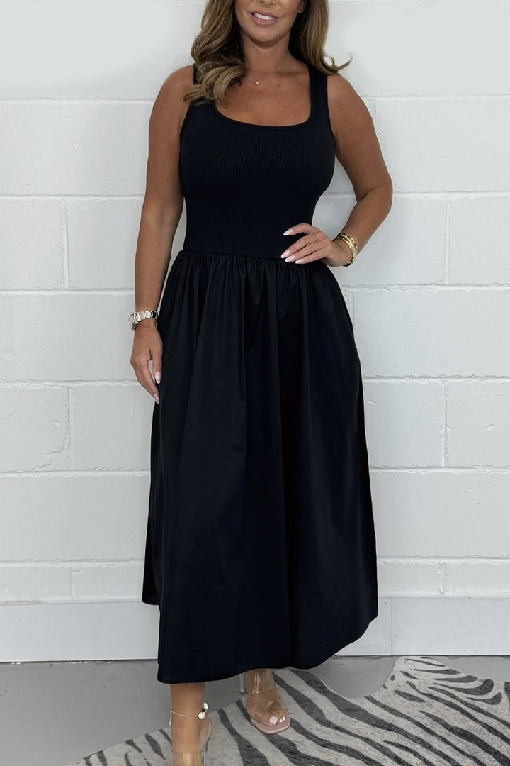 Jorellaia | Ärmelloses A-Linien-Kleid für Frauen mit elegantem quadratischen Ausschnitt