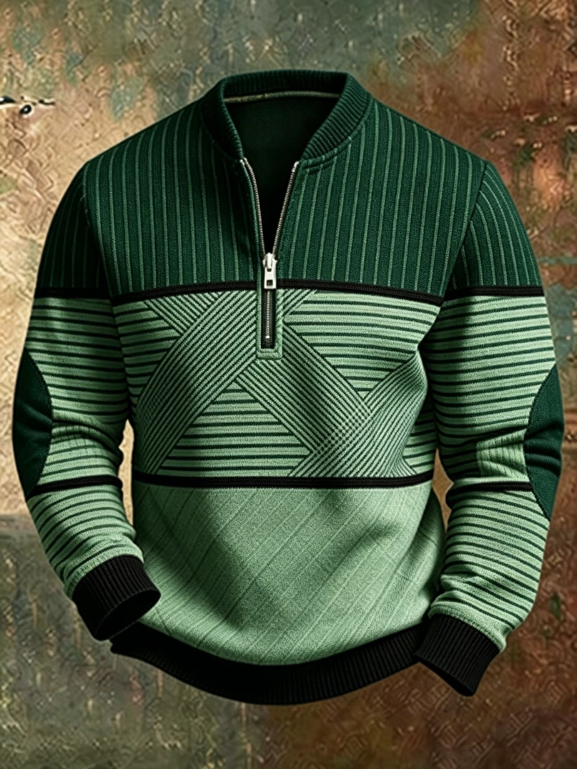 Belmont | Pullover mit halbem Reißverschluss und geometrischem Muster
