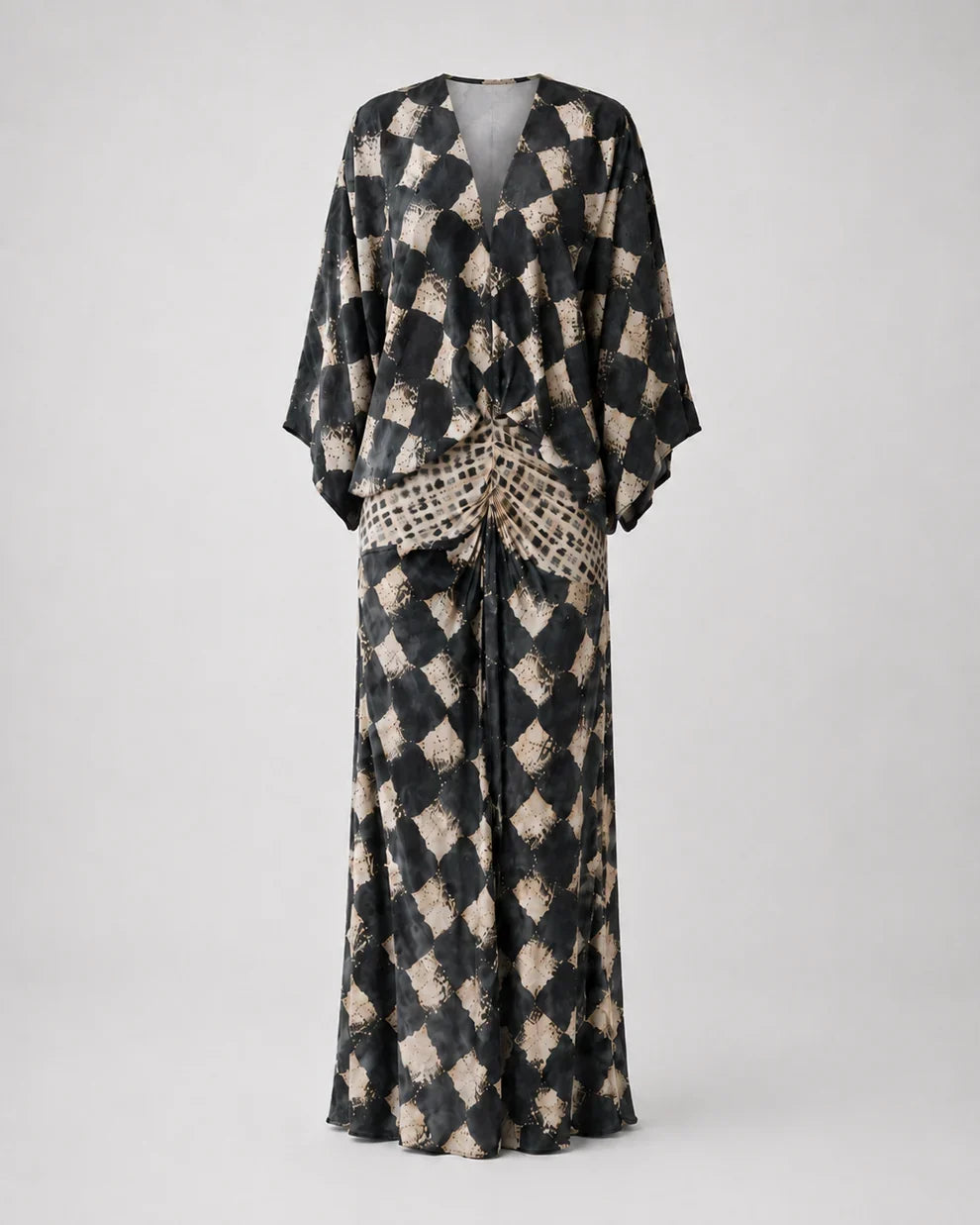 Bethany | Langes Kleid mit Mosaikdruck und Kimonoärmeln