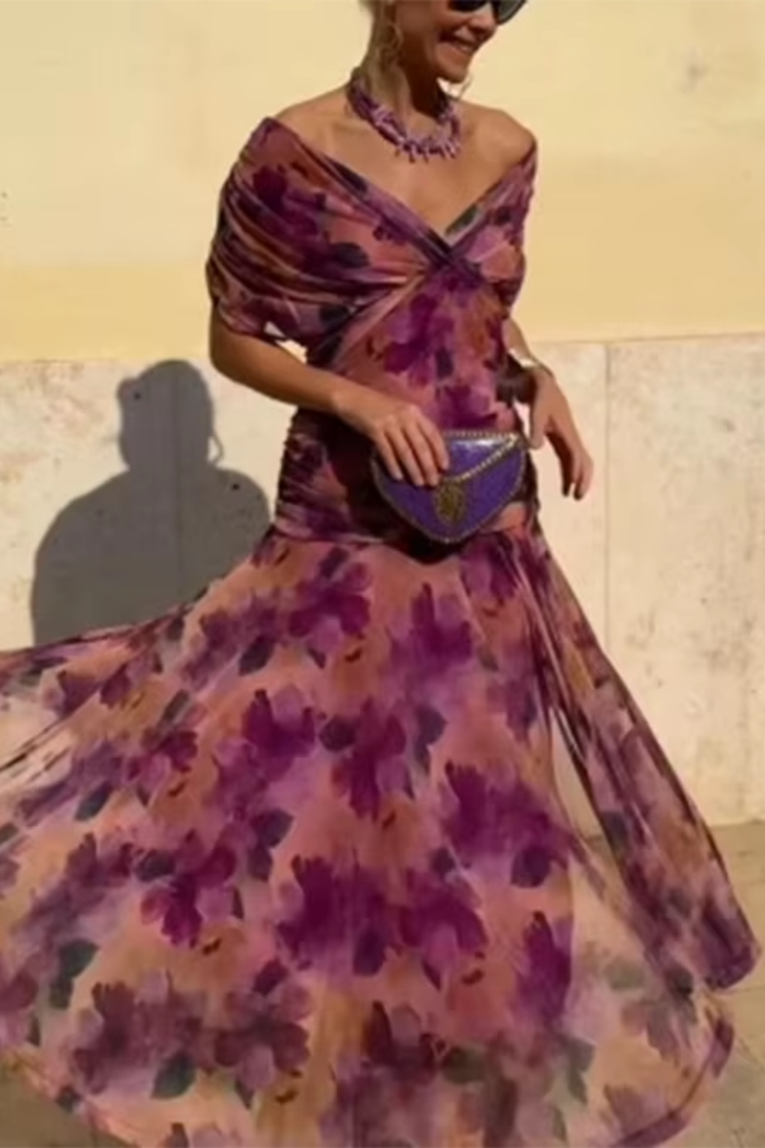 Novarente | Raffiniertes V-Ausschnitt Fließendes Maxi-Abendkleid