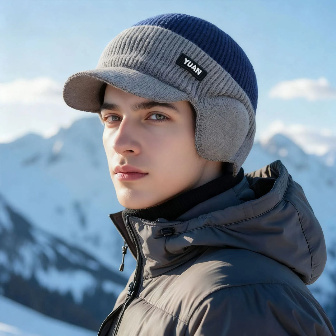 Elvaro | Thermo-Strickmütze mit Schirm und Ohrenwärmern