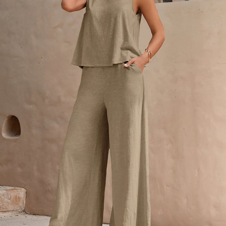 Evania | Elegantes ärmelloses Set mit weitem Bein