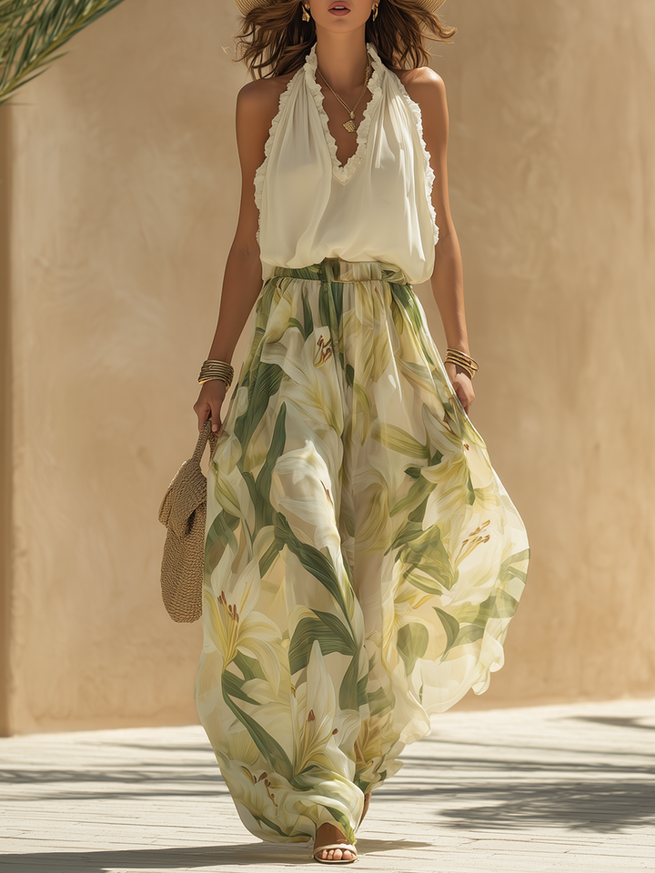 Maren | Elegantes Lila Bedrucktes Fluid-Set