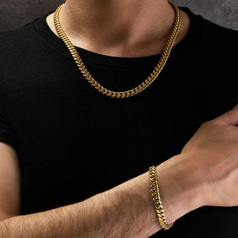 Reid | Set aus Halskette und Armband aus Kette für Männer mit gew boldem Stil