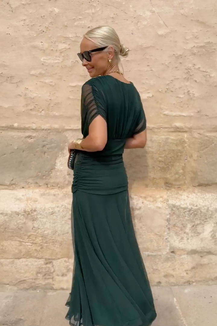 Novarente | Raffiniertes V-Ausschnitt Fließendes Maxi-Abendkleid