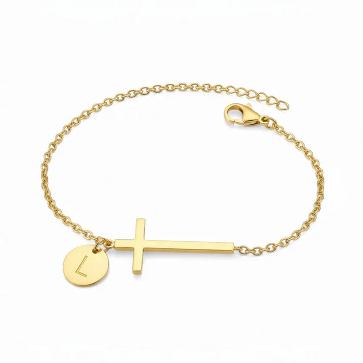 Elodryn | Personalisiertes Kreuz und Initialien Armband