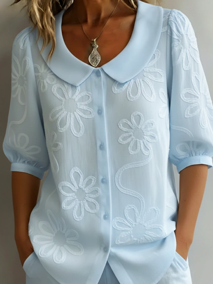 Gavira | Leichte Bluse mit floralem, natürlichem Eleganz