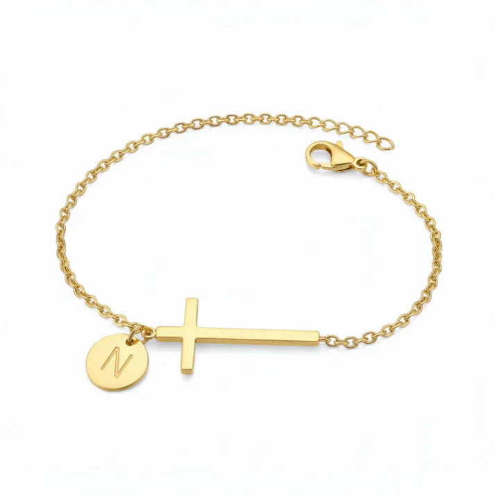 Elodryn | Personalisiertes Kreuz und Initialien Armband