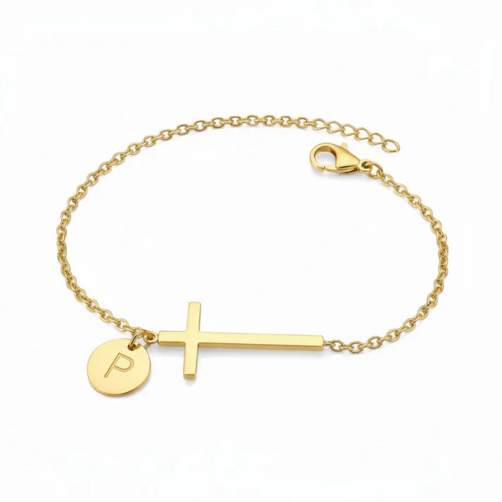 Elodryn | Personalisiertes Kreuz und Initialien Armband