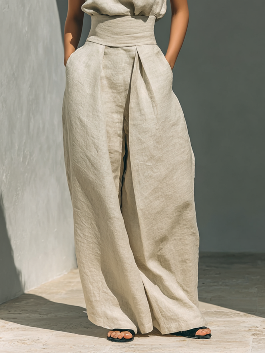 Jorevia | Minimalistisches Ärmelloses Top und Weithosen-Set