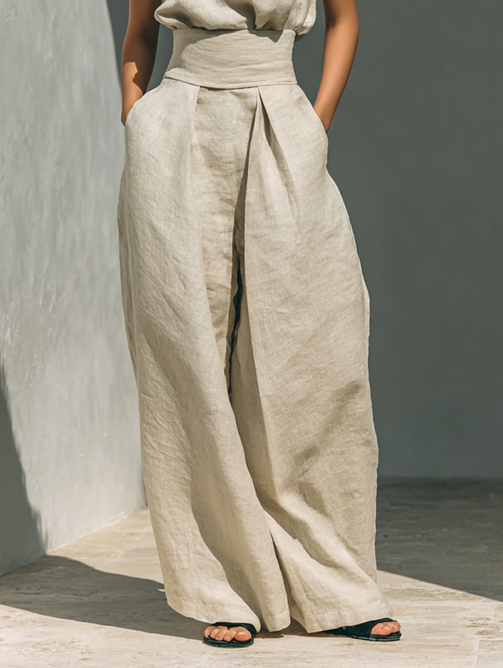 Jorevia | Minimalistisches Ärmelloses Top und Weithosen-Set