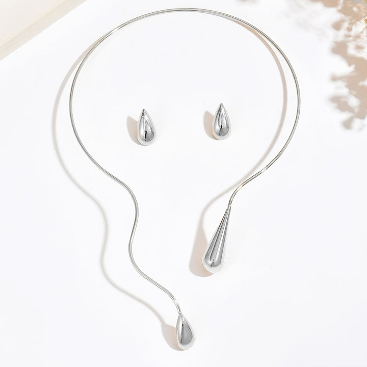 Taliah | Set Eleganter Halskette und Ohrringe mit Asymmetrischem Tropfen-Design