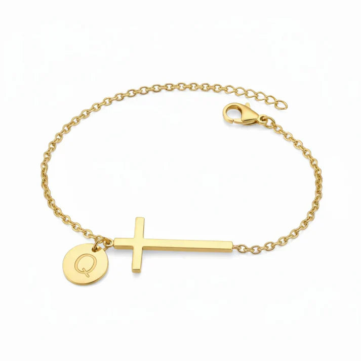 Elodryn | Personalisiertes Kreuz und Initialien Armband