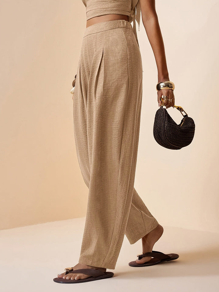 Droveaux | Elegante Gerade Hose mit Elastischem Bund und Falten
