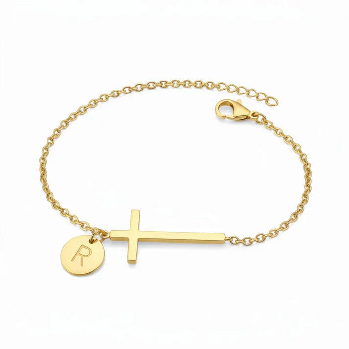 Elodryn | Personalisiertes Kreuz und Initialien Armband