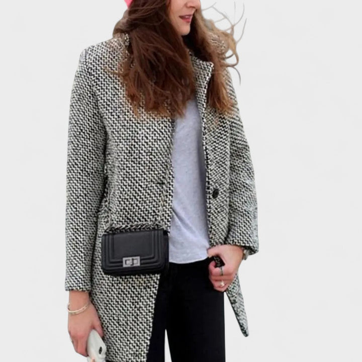 Imogen | Hahnentrittmantel mit Revers