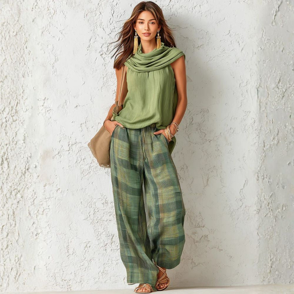 Rachel | Entspanntes zweiteiliges Set mit Karohose